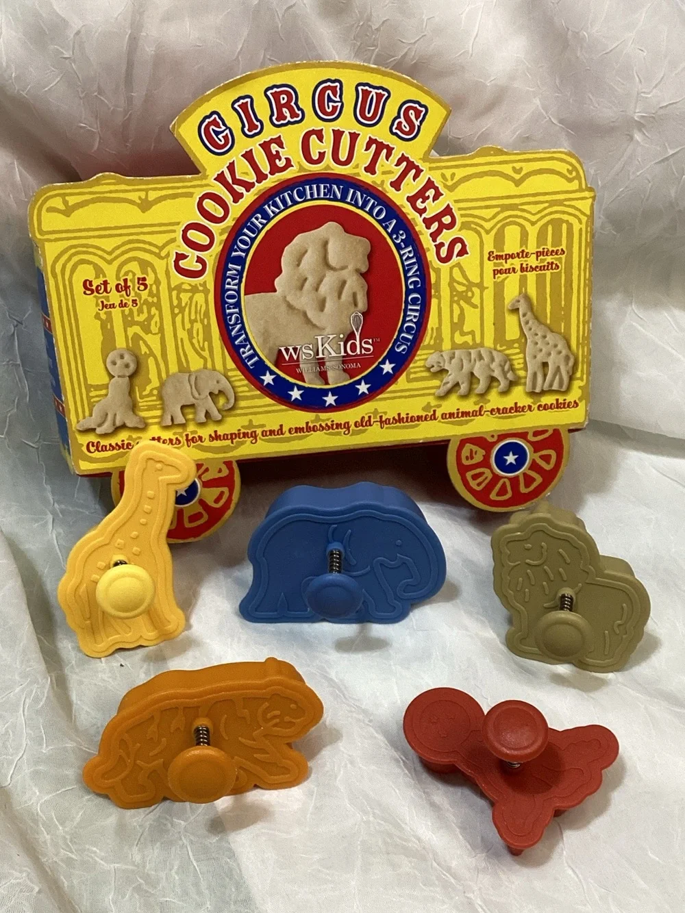 William Sonoma Circus Cookie Cutters Set of 5 Giraffe Lion Seal Elephant Tiger